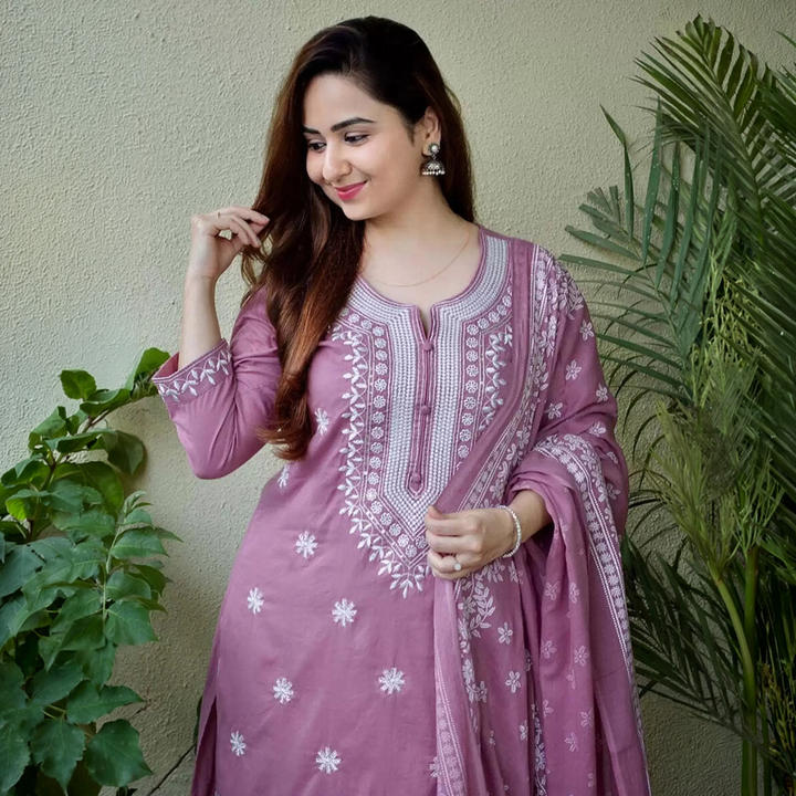 Fabdale Embroidered Viscose Rayon A-Line Kurta Suruwal Set with Dupatta | Salwar Suit for Women | Traditional Wear (RYEX-022)