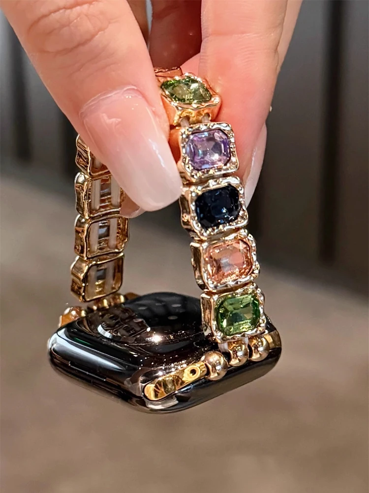 Gemstone Studded Chain Strap for Watch Band 38mm 40 41 42 44 45 46