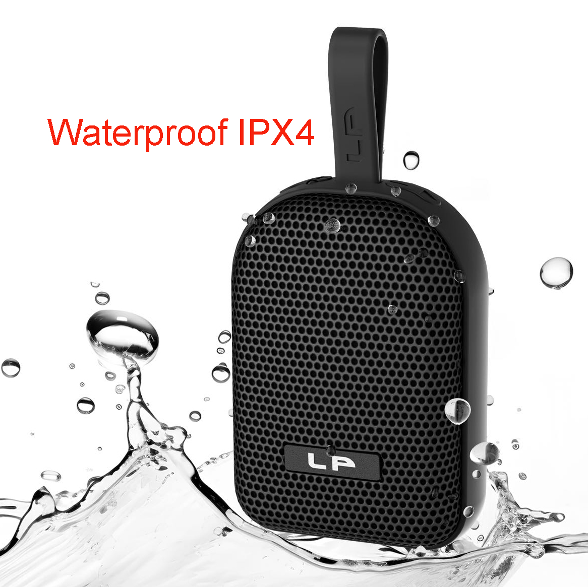 Enceinte Bluetooth sans fil LP V82 | Étanche IPX4 | Portable | Dragonne Noire