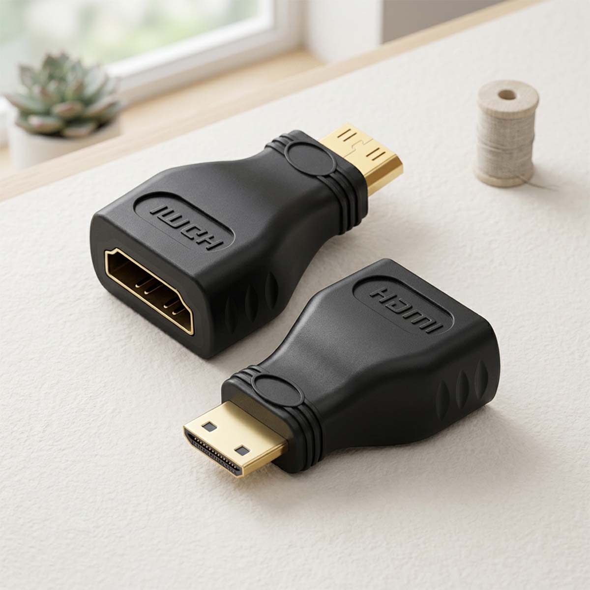 Mini HDMI Male to HDMI Female Adapter Cable for Connecting Cameras and Tablets to TVs Monitors and Projectors with Gold Plated Connectors