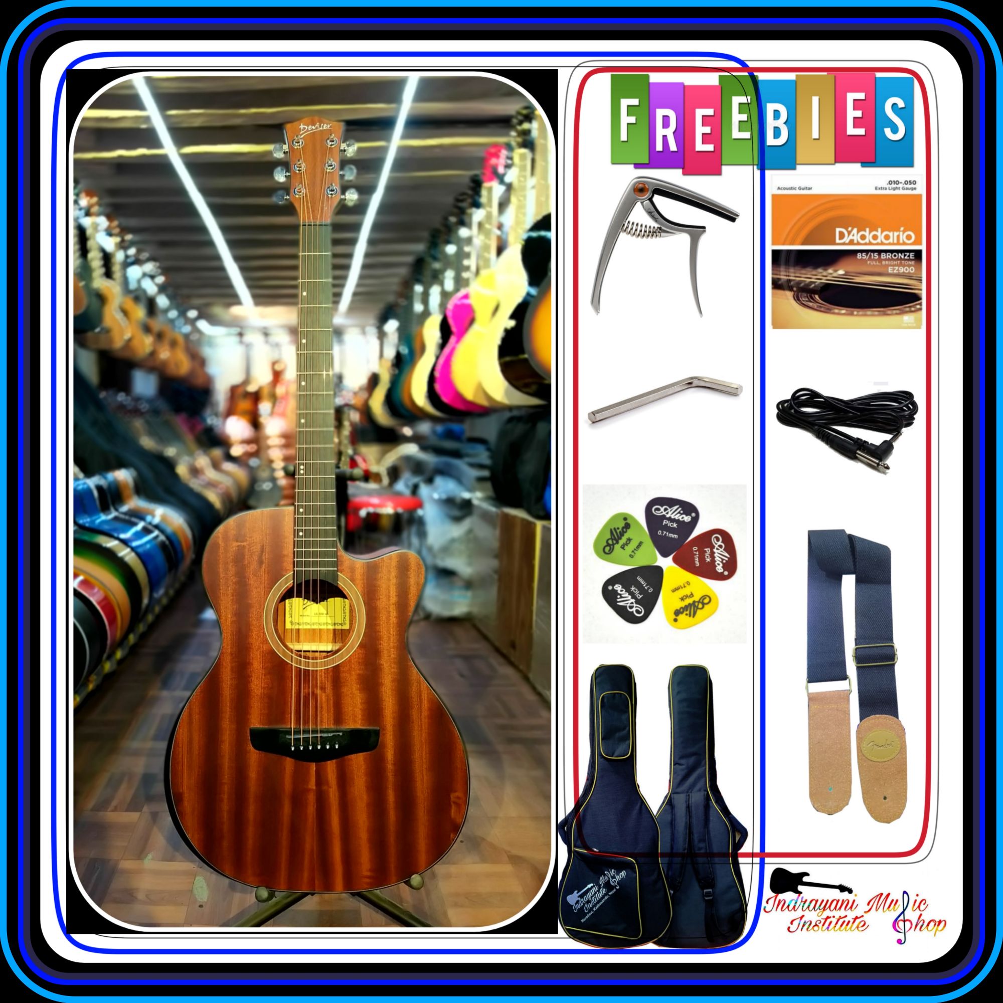 Deviser Armrest Semi Acoustic Tuner Equlizer Guitar Combo Pack-15500