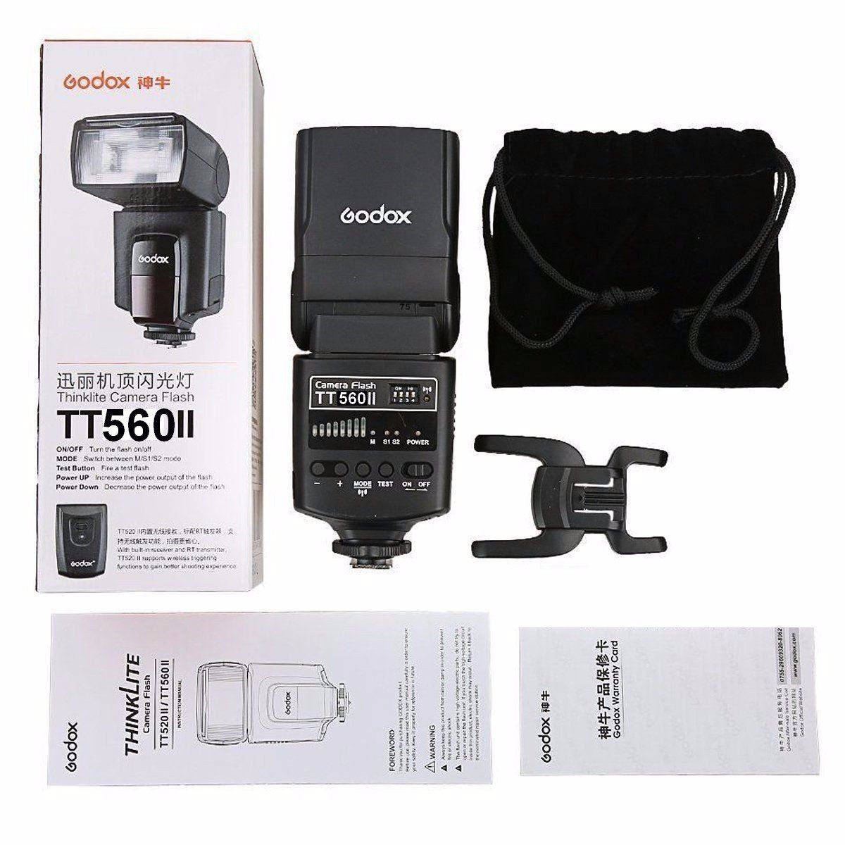 Godox TT520 Flash with Trigger For Canon / Nikon / Sony Dslr Camera