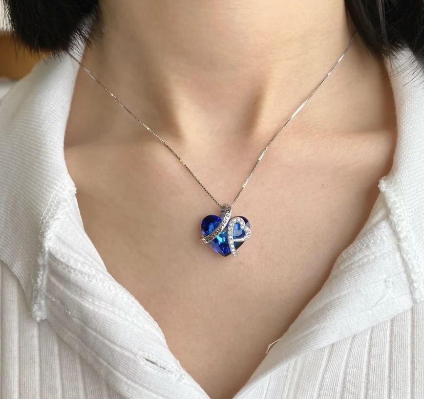 Blue Heart Ocean Pendant/Stainless Heart Shape Crystal Pendant/Titanic  Heart Pendant/Heart Necklace For Women: Buy Online at Best Prices in Nepal  