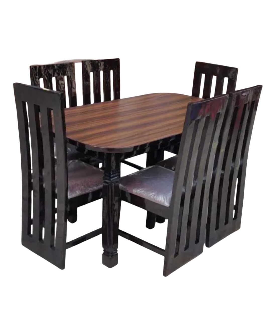 6 Seater Royal Wooden Rectangular Design Dark Chocolate Black Dining ...