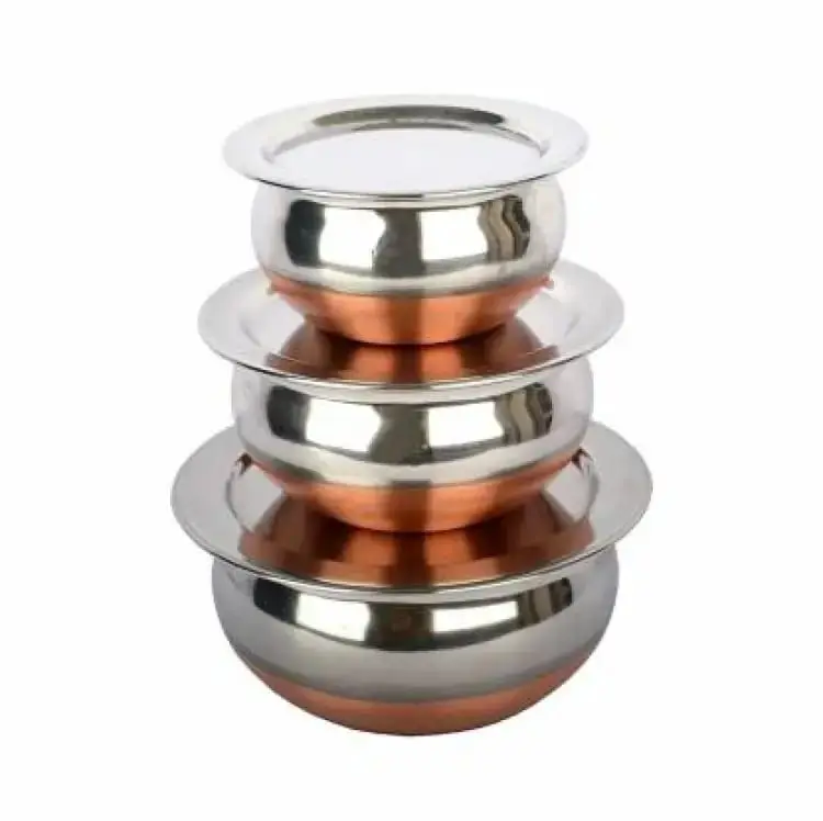3-Piece Steel Copper Handi Set 57% Off Rs 957 at Daraz