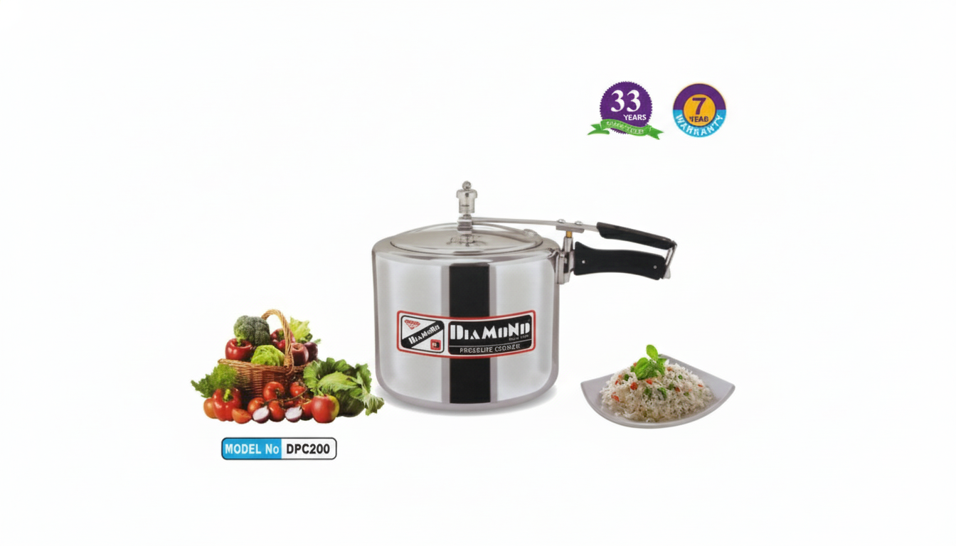 Diamond Pressure Cooker - Heavy Base - 5 Litre - Durable