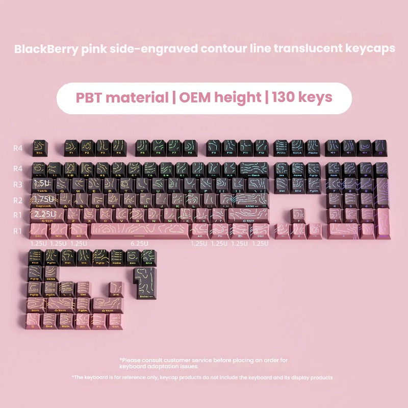 Contour 4.0 Side Engraved Keycap PBT Translucent 97 Key Gaming ...