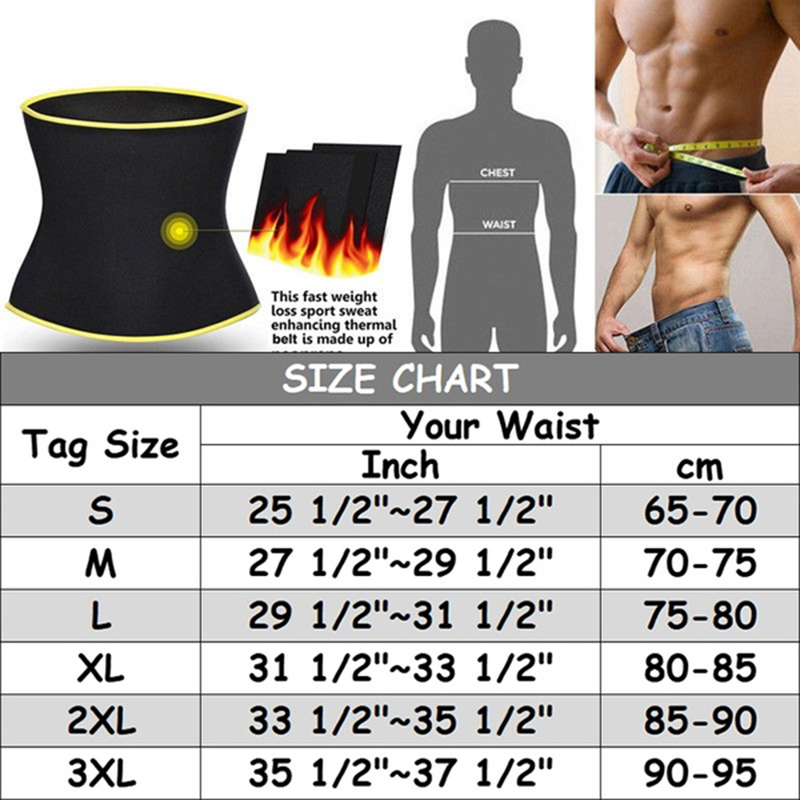 Waist Shaper Sweet Sweat Belt Size Chart Mens Waist Trainer - Main Image