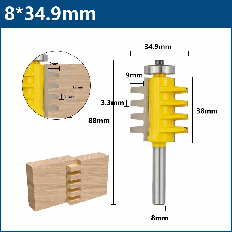 XCAN Milling Cutter Adjustable Finger Joint Router Bit 6mm 8mm Shank ...
