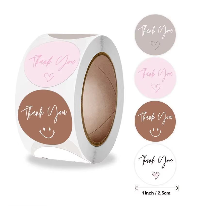 500PCs/Roll Thank You Stickers Waterproof Labels Packaging Label ...