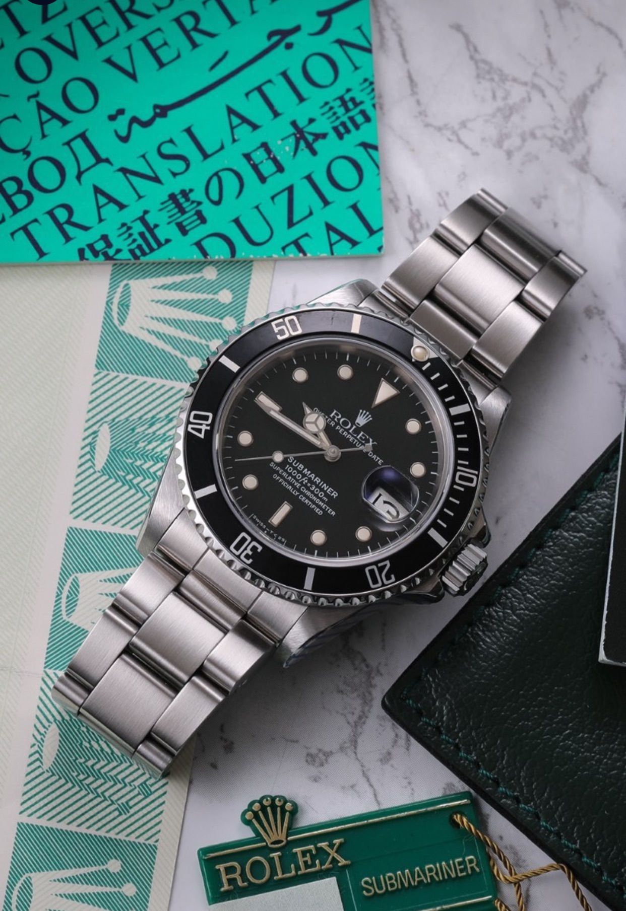 Silver Chain Black Dial Submariner Eye Glass Date Function luxury Watch