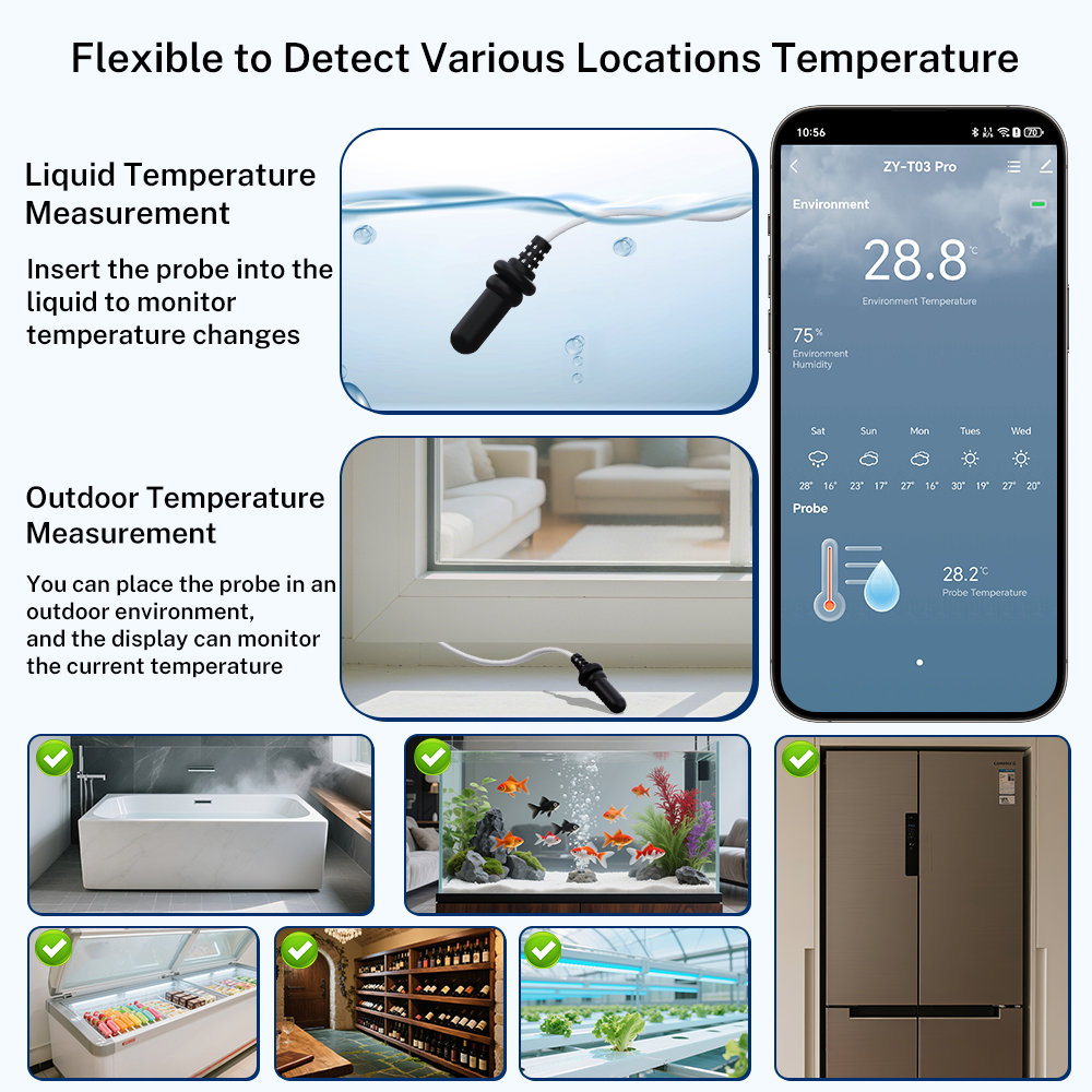 Tuya WiFi Zigbee Temperature Humidity Sensor with External Probe APP ...