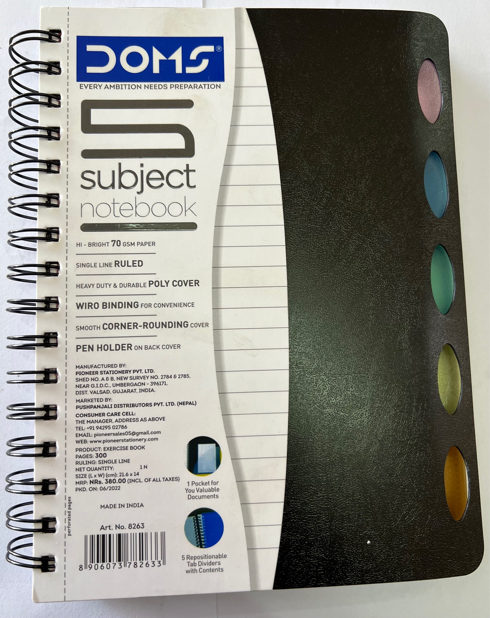 Black A5 five Spiral Notebook