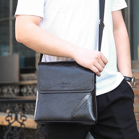 Male Plain Men Brown Leather Side Bag For College