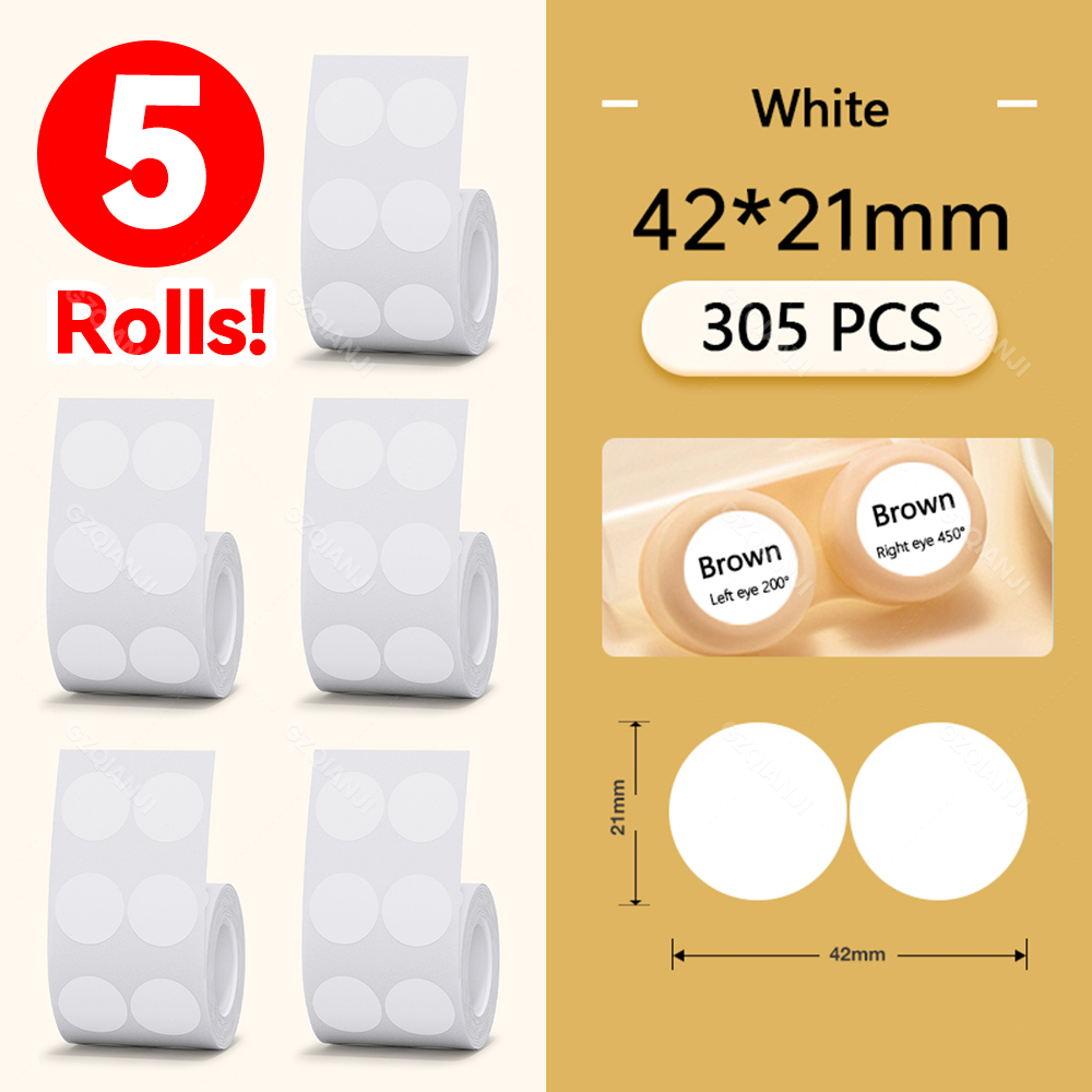 5 Rolls 30-50mm Thermal label Paper Rolls White Color Waterproof for ...