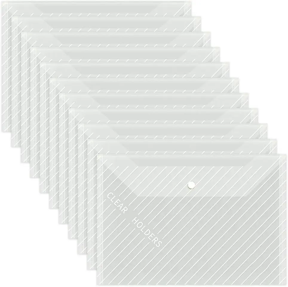 10 PCS Plastic Folders for Document, A4 Size Plastic Envelopes with ...