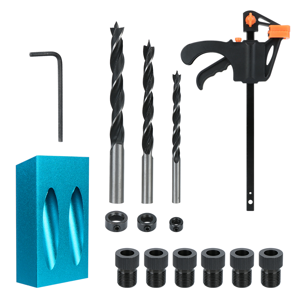 With Drill Bit Set 15 Degrees Pocket Hole Jig Kit Woodworking Hole Drilling Guide Locator 7 14 15Pcs Hole Puncher Daraz .np