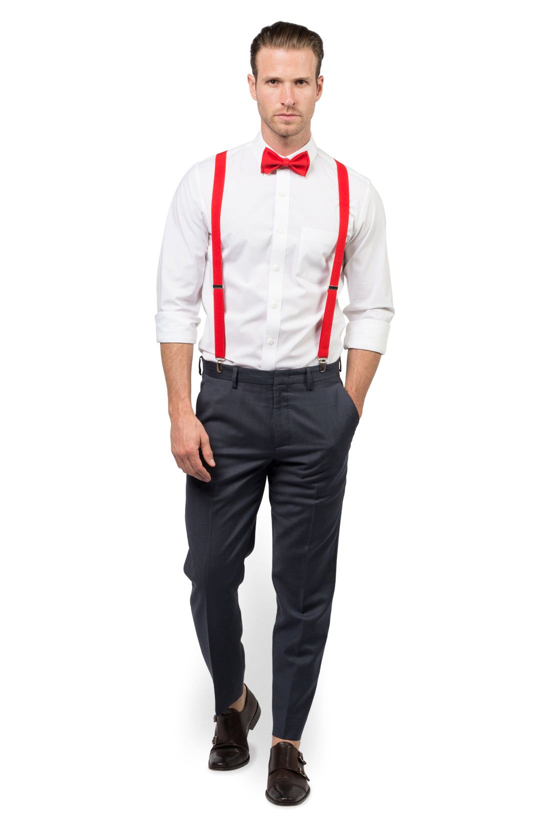 Adjustable Suspenders With Matching Bow Tie For Men/Women