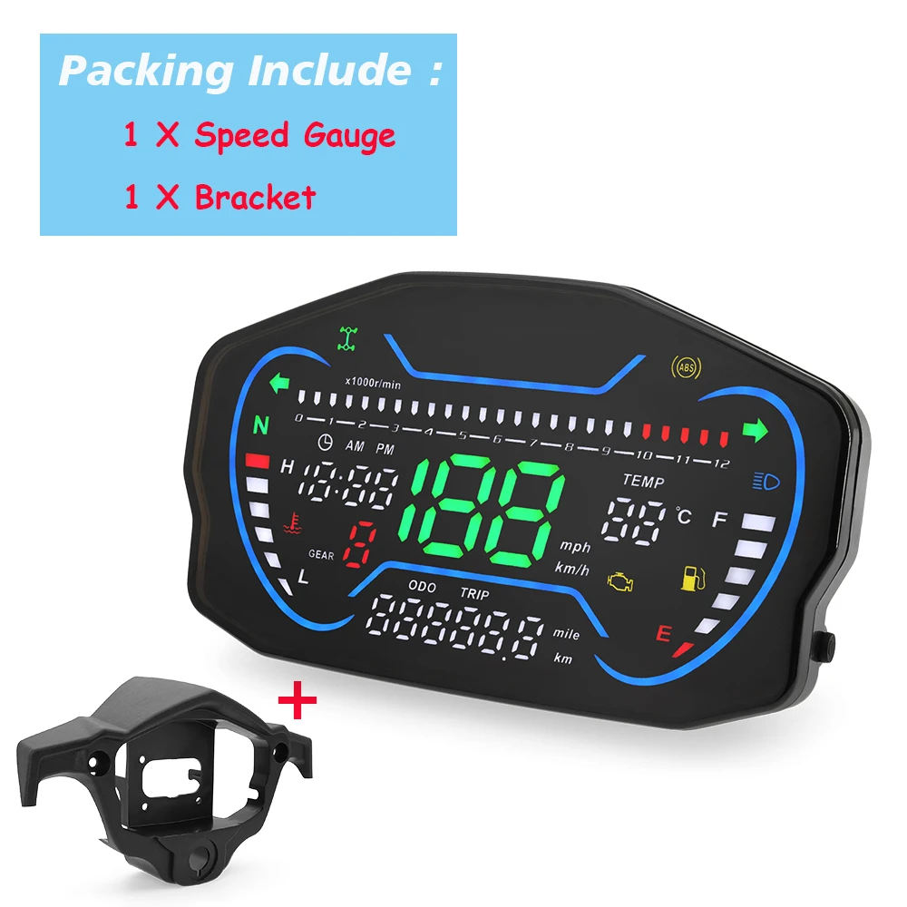 Motorcycle Rpm Led Digital Motorcycle Speedometer LED Dashboard 12000 RPM Tachometer Gauge ...