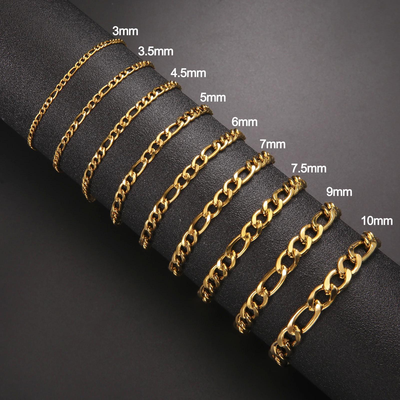 Punk Cuban Chain 3-10mm Wide Minimalist Bracelet Men Women Stainless ...