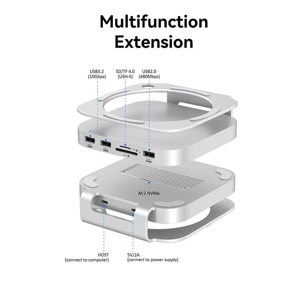 Mac mini USB C Hub with M.2 SSD Enclosure for Mac Mini M4/M4 Pro Stand ...