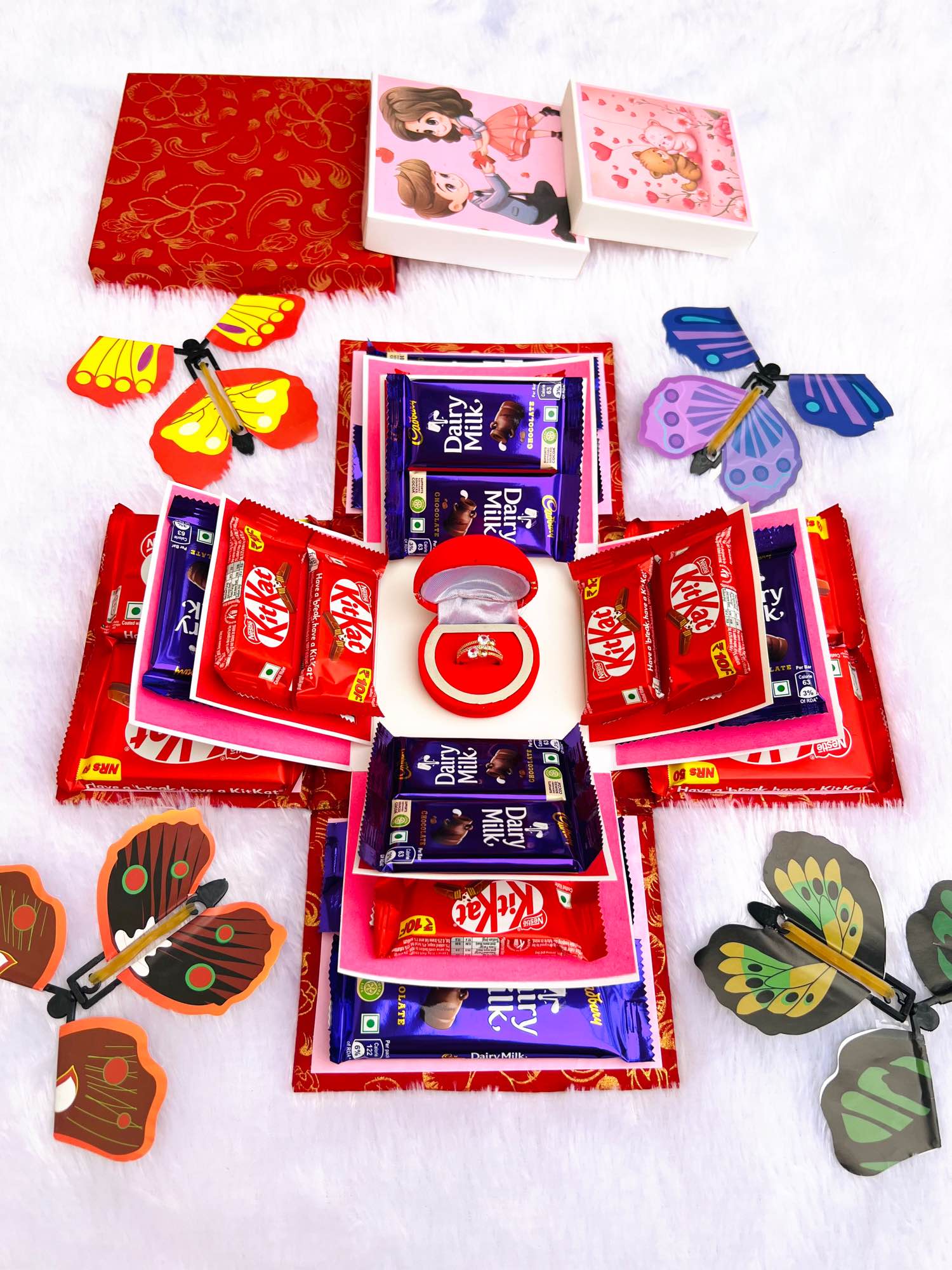 Chocolate Explosion Box with Ring and Flying Butterfly - Image 1