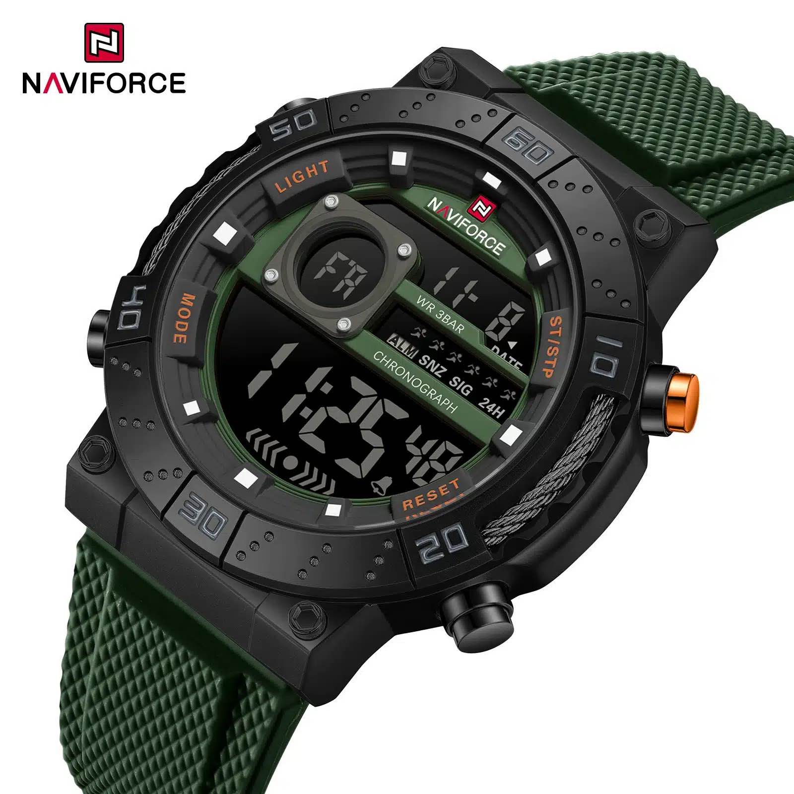Navi-Force NF 9241T Dual Time Silicon Strap Day/Date/Year Luxury Watch