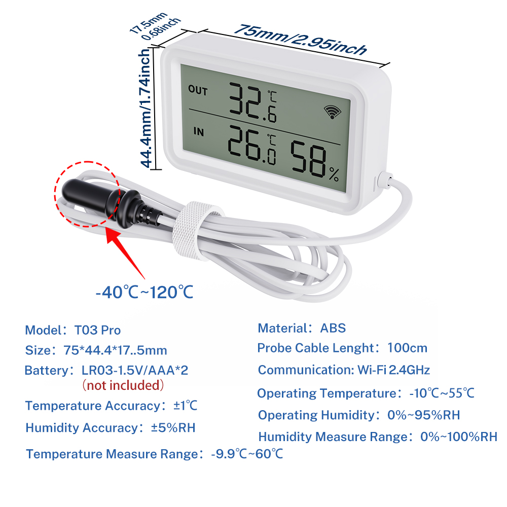 Tuya WiFi Zigbee Temperature Humidity Sensor with External Probe APP ...