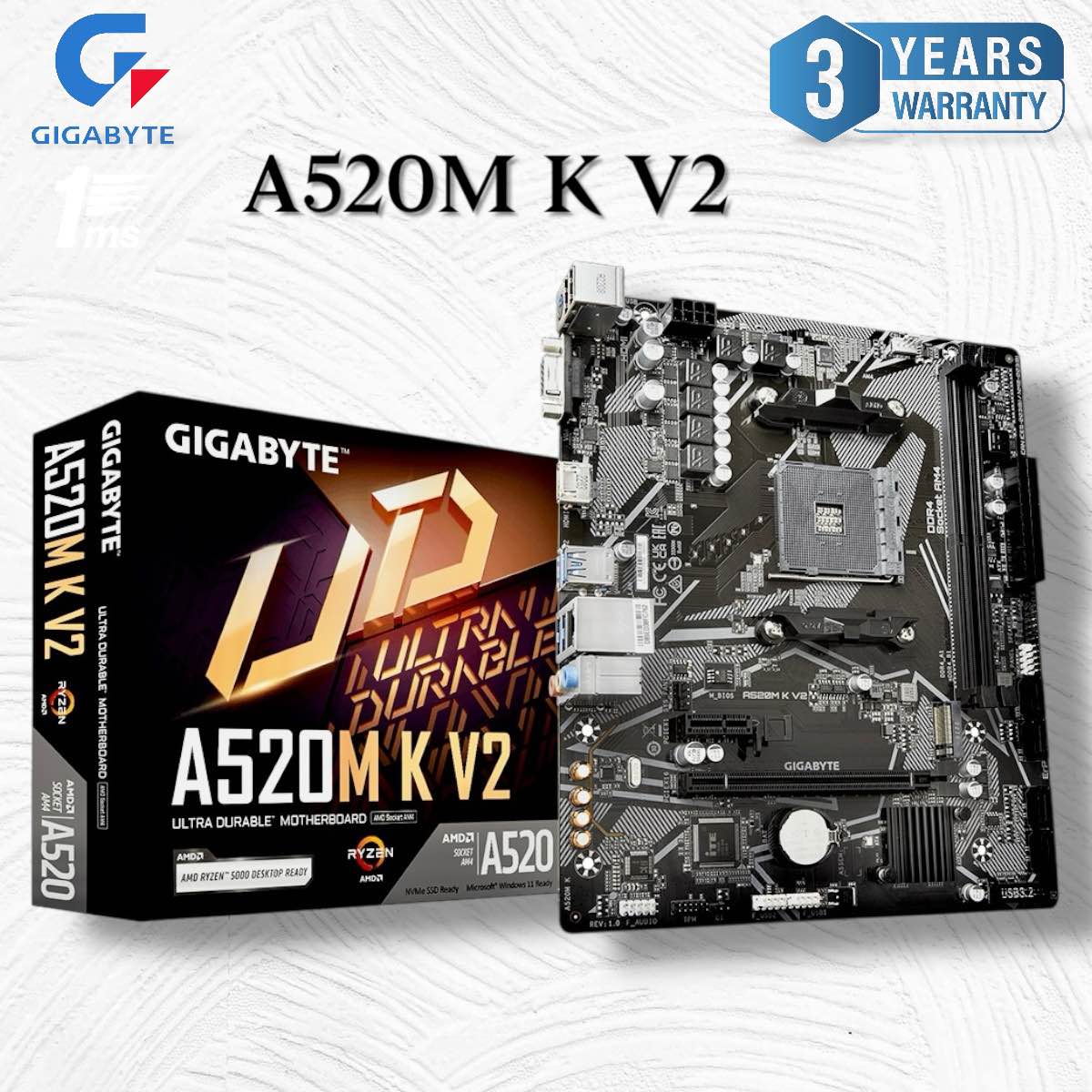 GIGABYTE ATX A520M K V2 Motherboard with GBe LAN with
