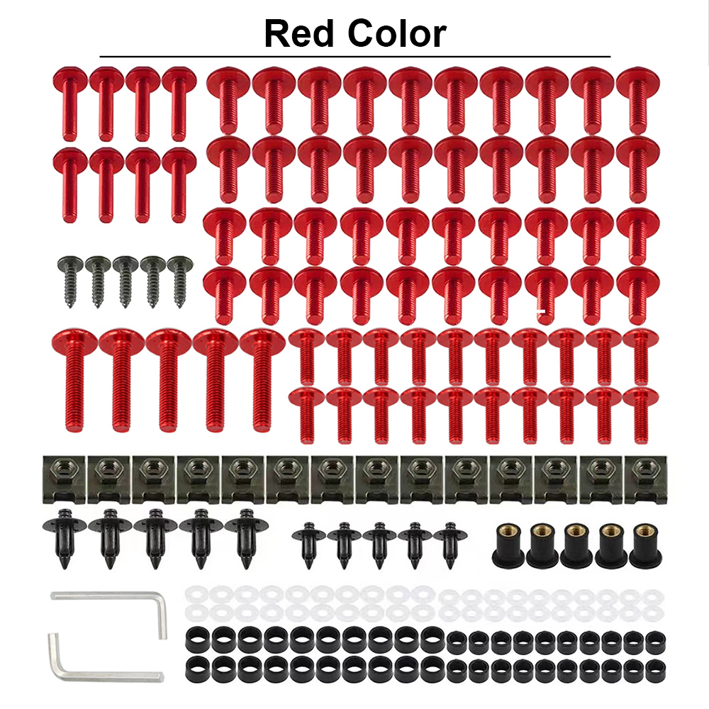 thumbnail image 2 of Complete Fairing Bolt Screws Kit For Kawasaki Ninja ZX6R, 7R, ZX9R, ZX12R, ZX14, ZZR – Alloy, Anodized, 100+ Pieces 2 of 6