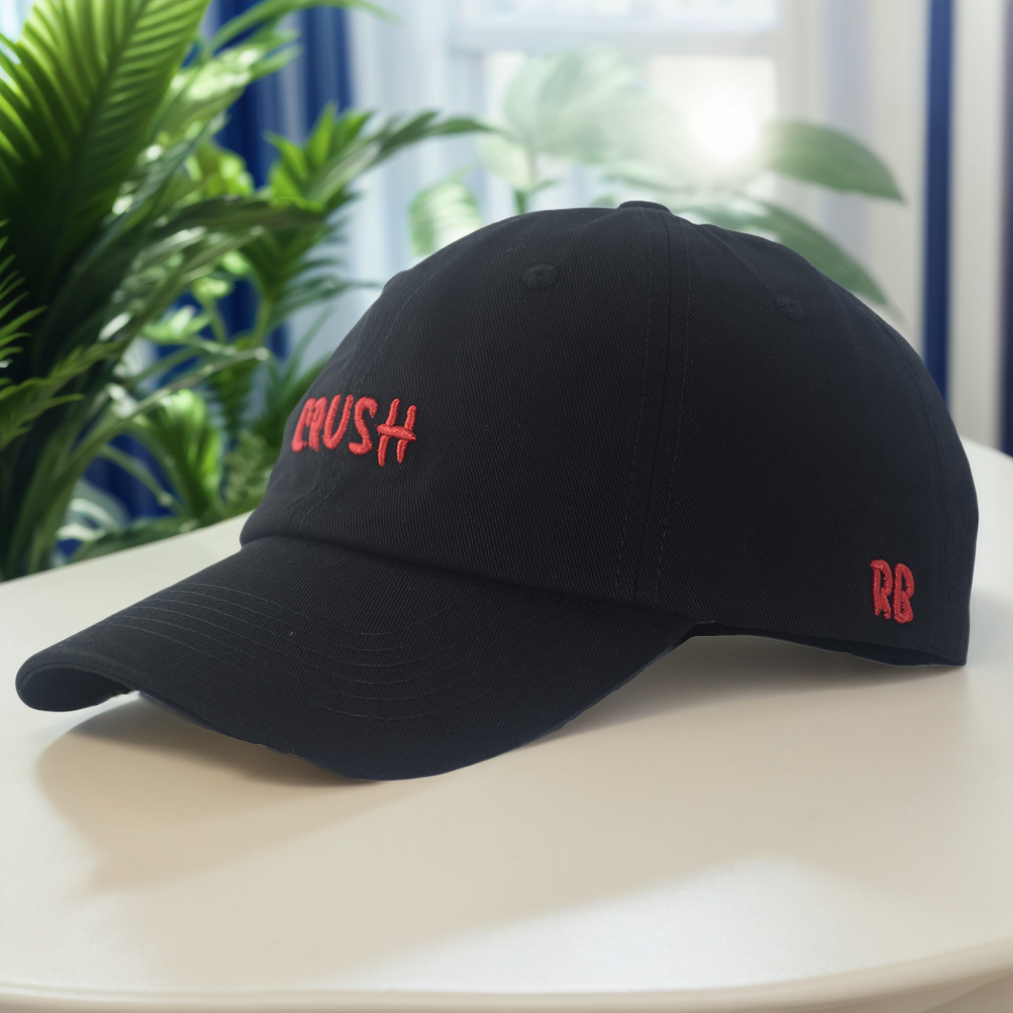 CRUSH RB Handmade Embroidery Baseball Cap ex Faionable Couple Bla
