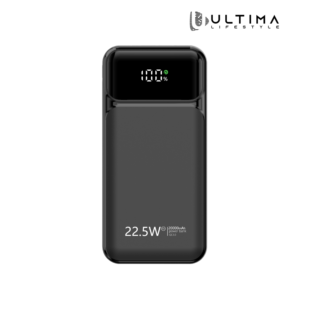 Ultima Boost 20K Pro 20000mAh Powerbank with 22.5W Fast Charging | LED Display | Triple Ports |  Supports PD, QC3.0, Universal Compatibility | 2 Way Charging | ChargeSafe technology Power bank