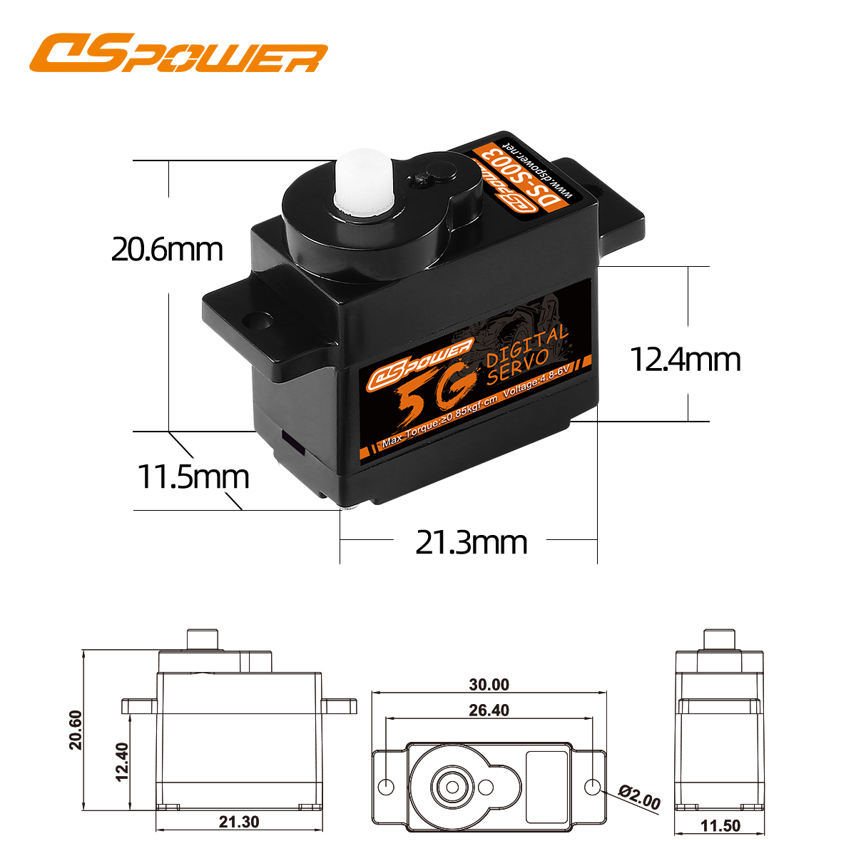 DSPOWER 2g 3.7g 4.3g 5g 6g 8g Mini Digital Servo Motor for F949S K110S