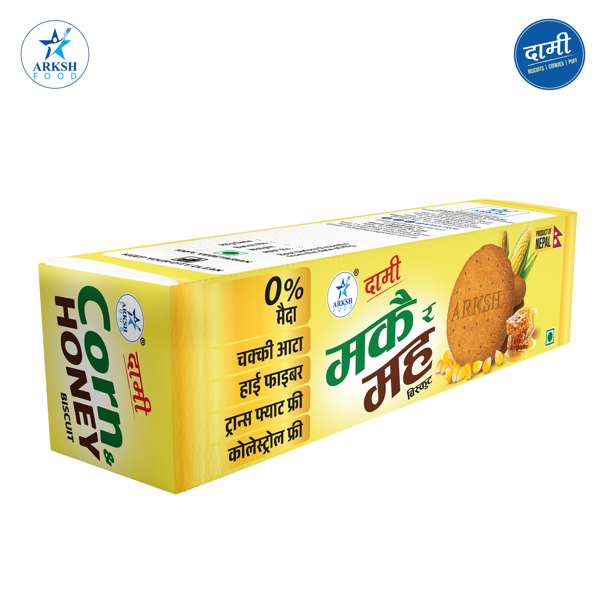 Arksh Food Dami Corn & Honey Biscuit Family Pack - 100gm