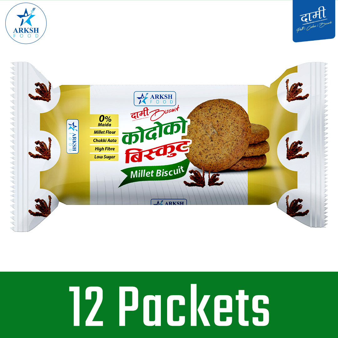 Arksh Food Dami Biscuit (Kodo/Millet) - 50gm x 12 Packets