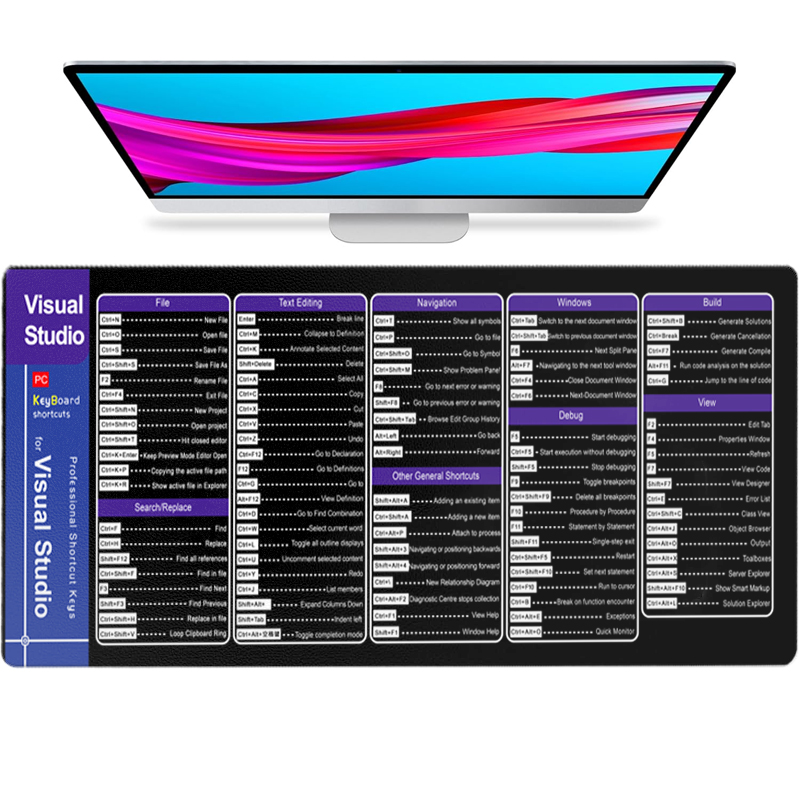 EXCO Programing Leather Mouse Pad for Visual Studio Large Shortcuts ...