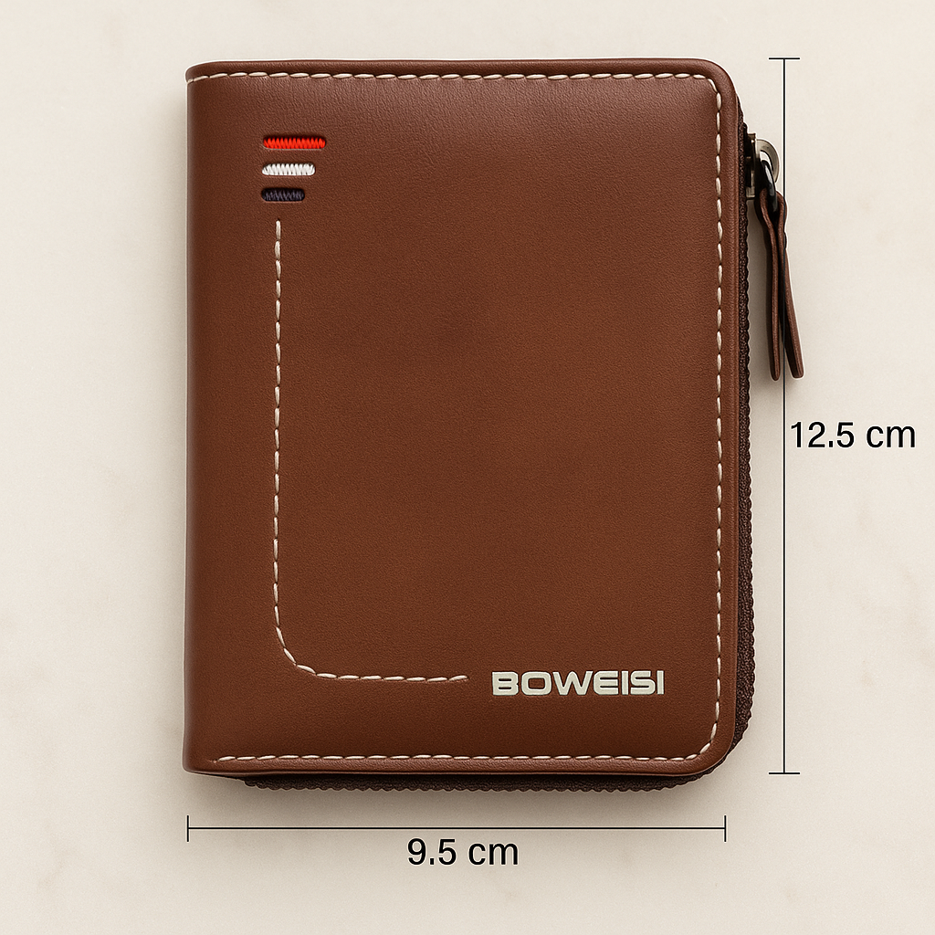 Premium Brown Leather Chain Wallet for Men | Compact Stylish Design