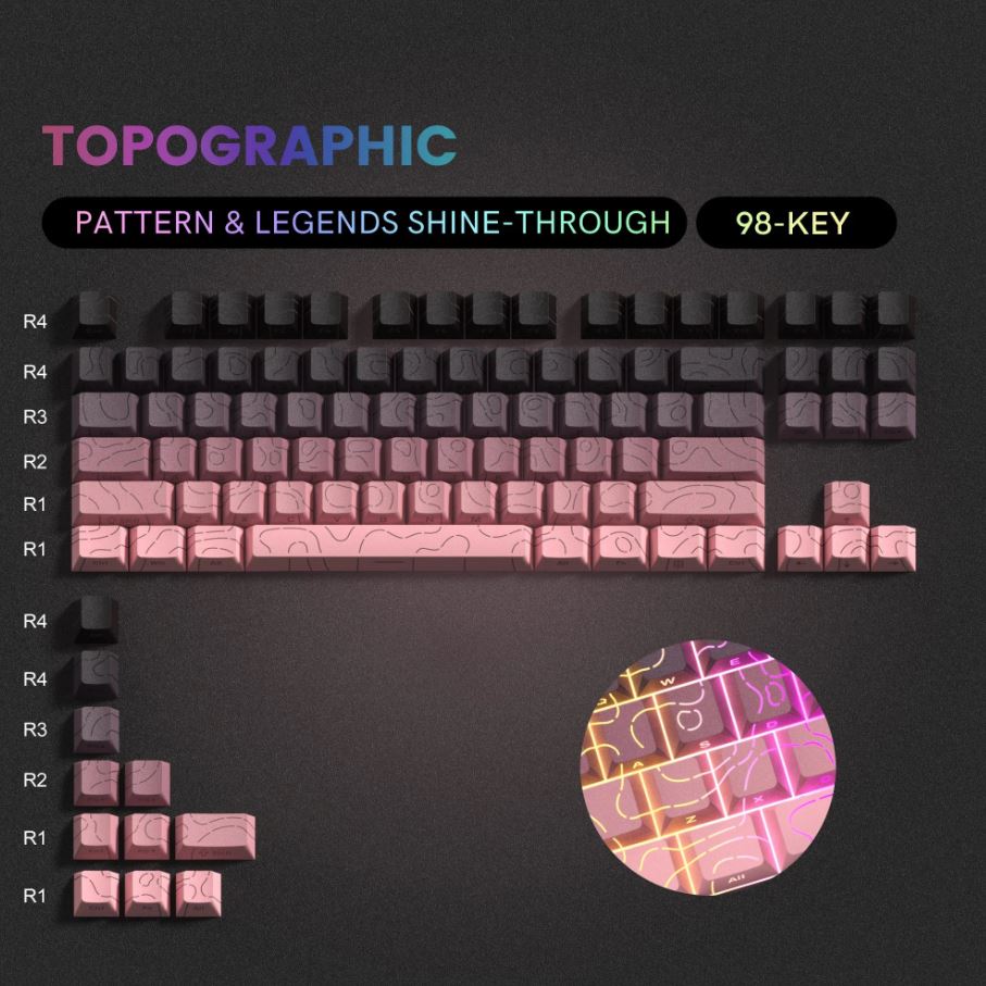 Contour 4.0 Side Engraved Keycap PBT Translucent 97 Key Gaming ...