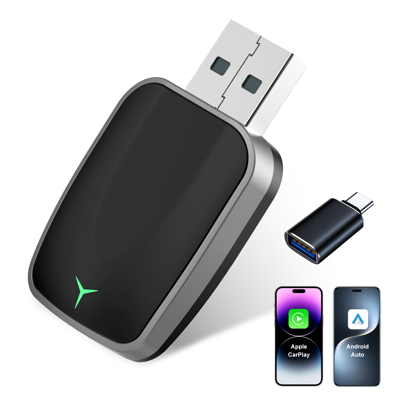 Mini Wireless CarPlay & Android Auto Adapter – Plug & Play Dongle, Convert Wired to Wireless, USB-A/C, Compatible with 2016+ Car