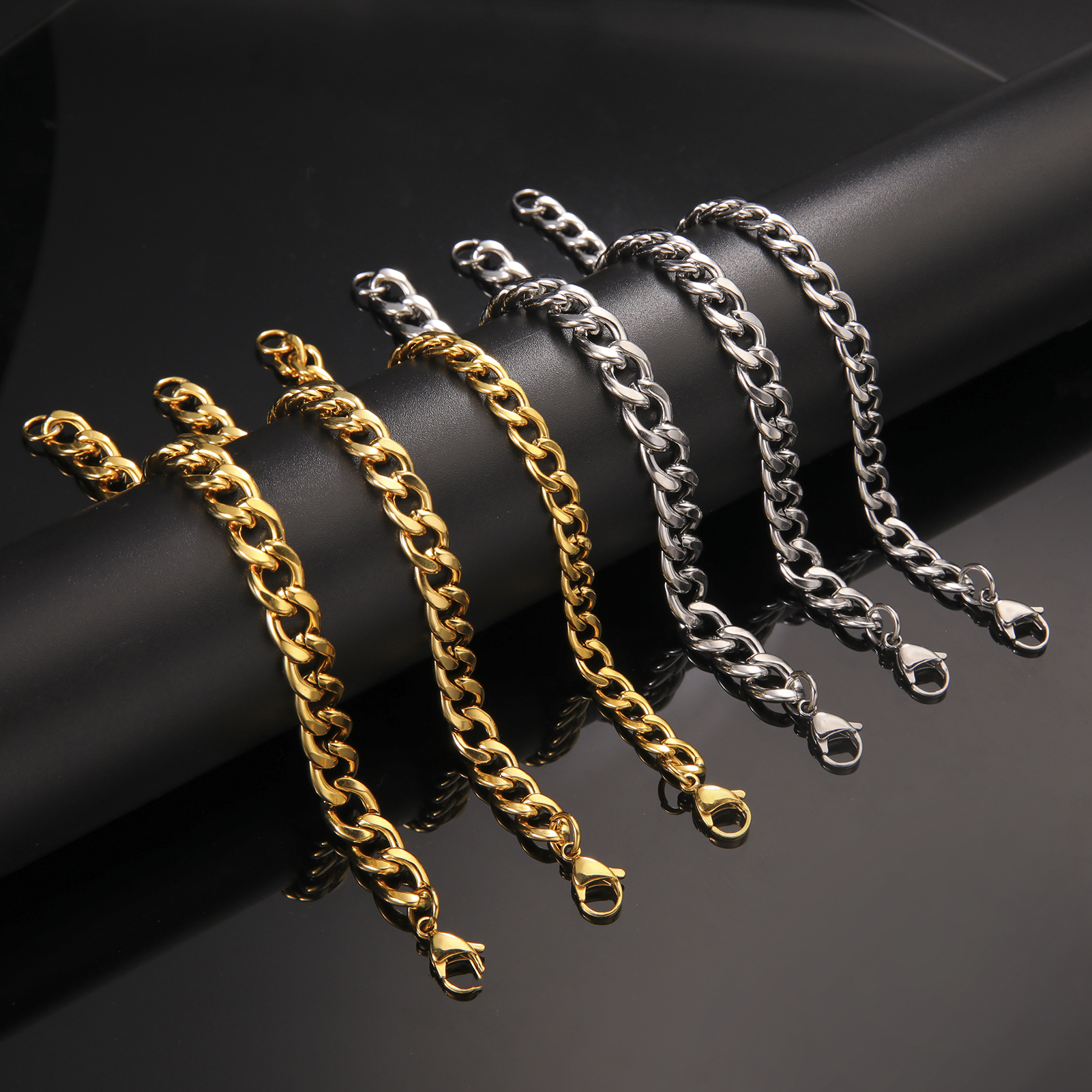 Punk Cuban Chain 3-10mm Wide Minimalist Bracelet Men Women Stainless ...