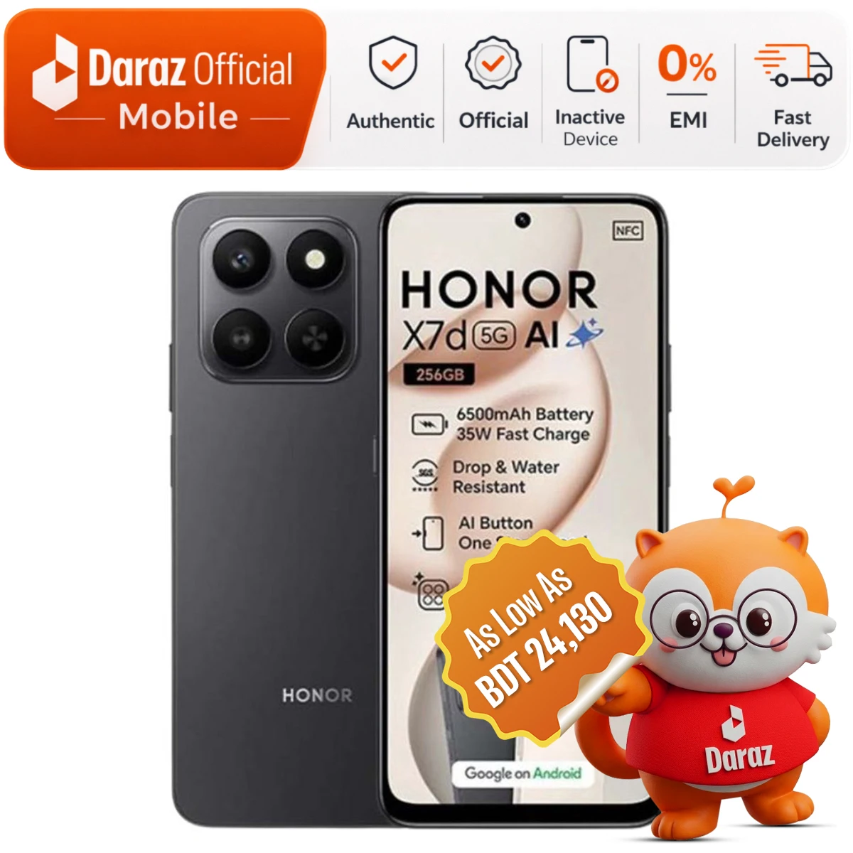 HONOR X7d 8/256GB | 6500mAh Dual-cell Battery | Official
