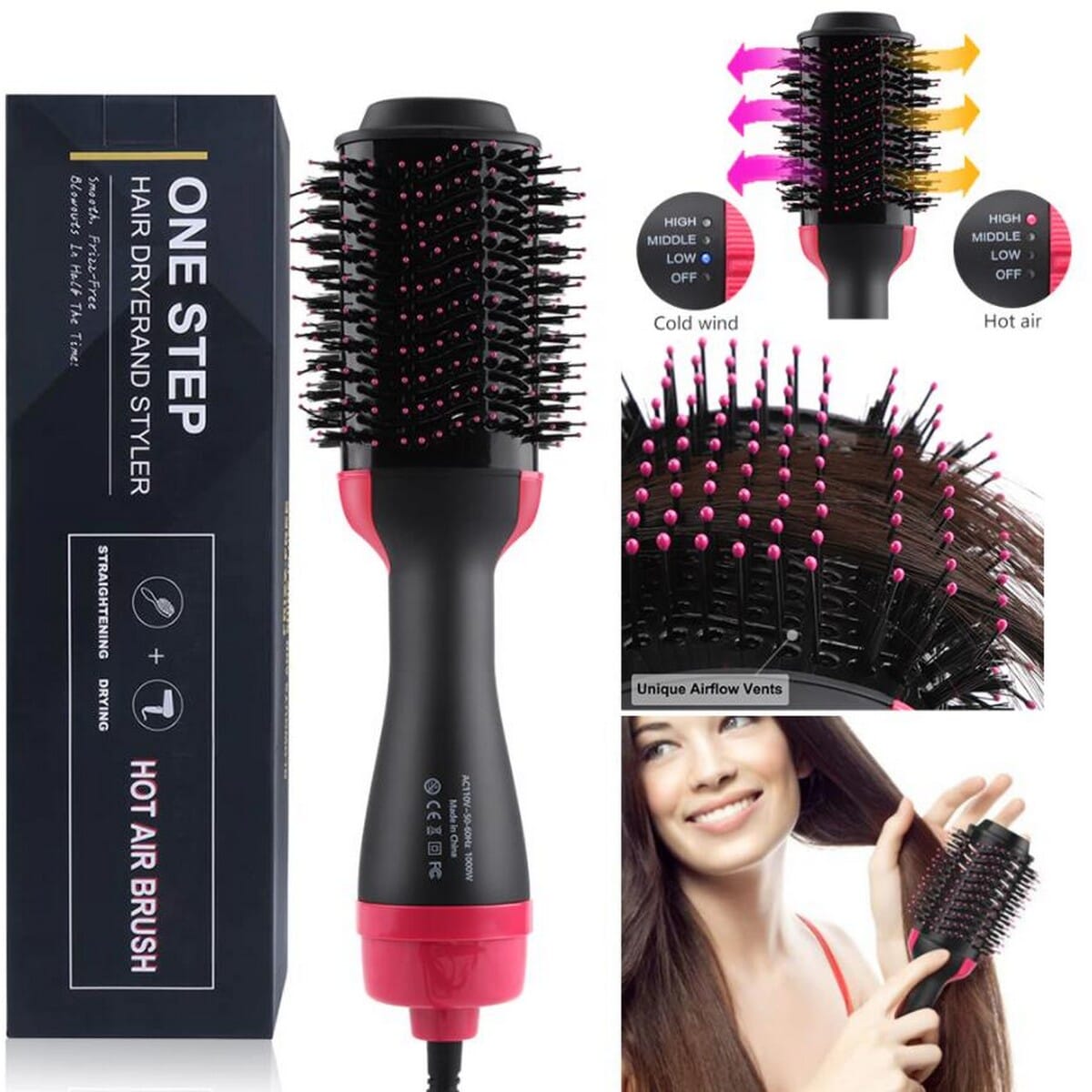One Step Hair Dryer and Straight Hot Air Brush 1000W