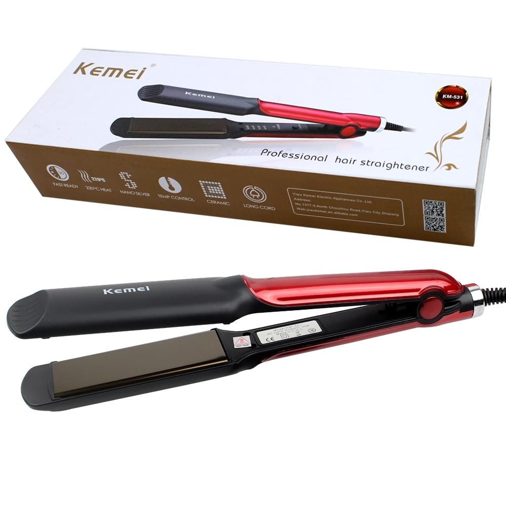 Kemei KM-531 Hair Straightener | Fast Heating & Temperature Control | Wet & Dry Use