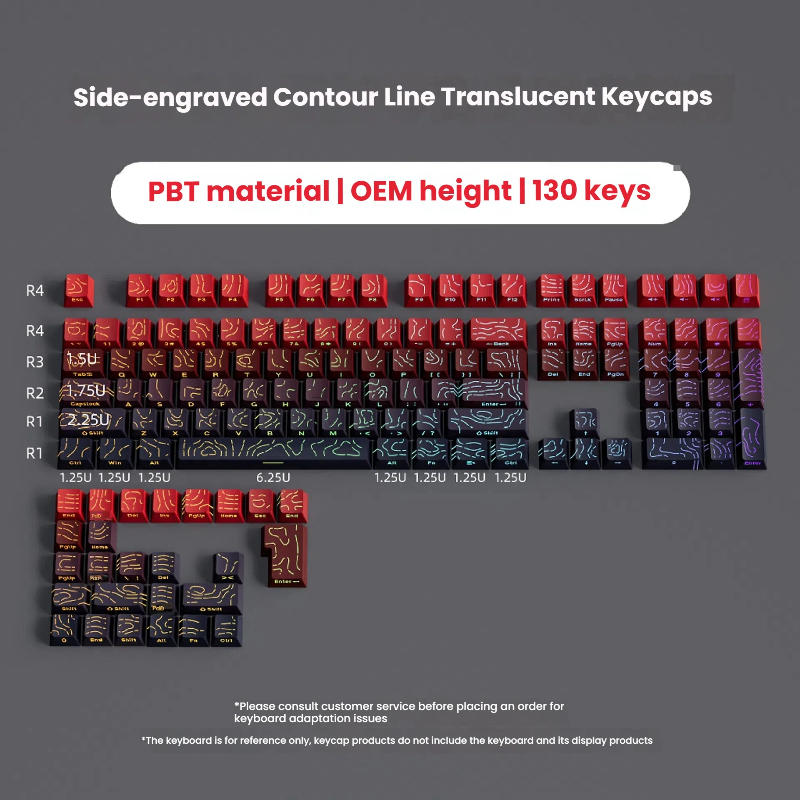 Contour 4.0 Side Engraved Keycap PBT Translucent 97 Key Gaming ...