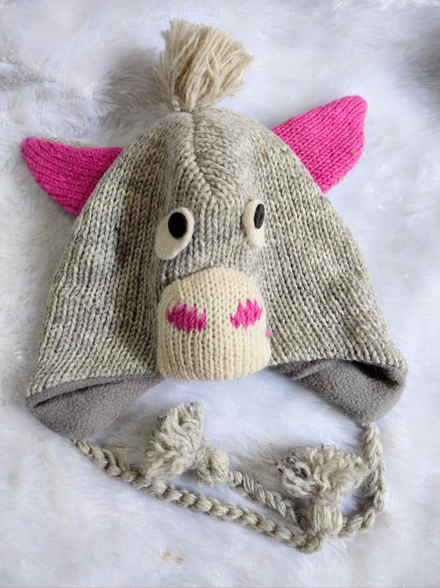 Woolen Knite Donkey Animal Hat/Cap , Topi