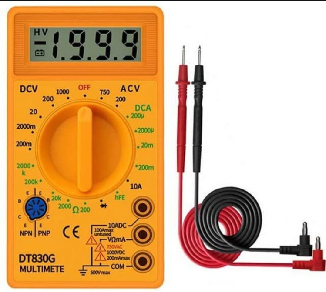 Digital Multimeter LCD AC DC Measuring Voltage Current for Home use.Campus Component Voltage Ampere Ohm Tester,Electronic Tester Yellow