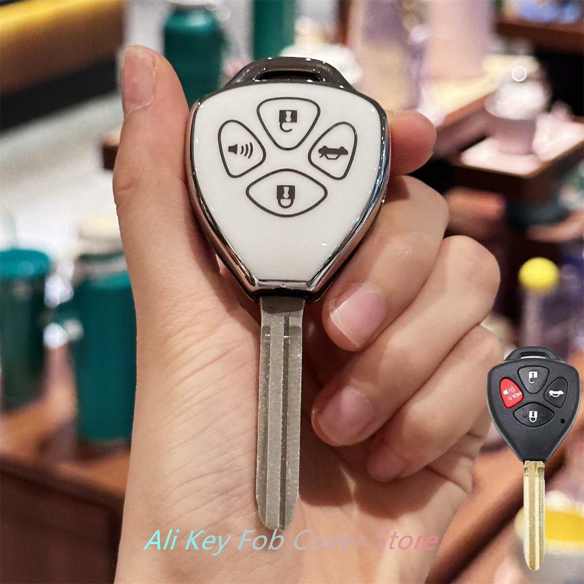 Key Fob Cover Leather Keychain for Toyota Scion Camry Rav4 Corolla ...