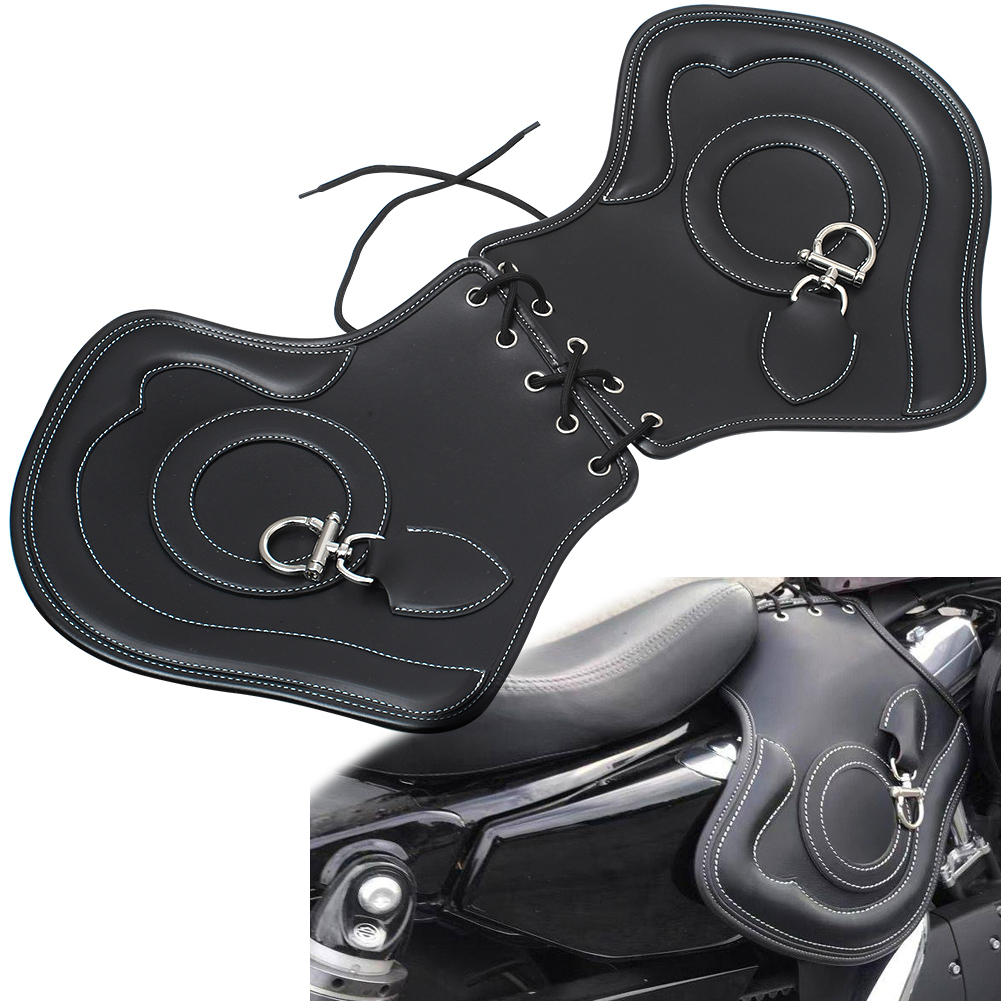 thumbnail image 2 of HDBUBALUS Black PU Leather Heat Shield / Saddle Deflector – Universal Fit For Most Street Motorcycles 2 of 2