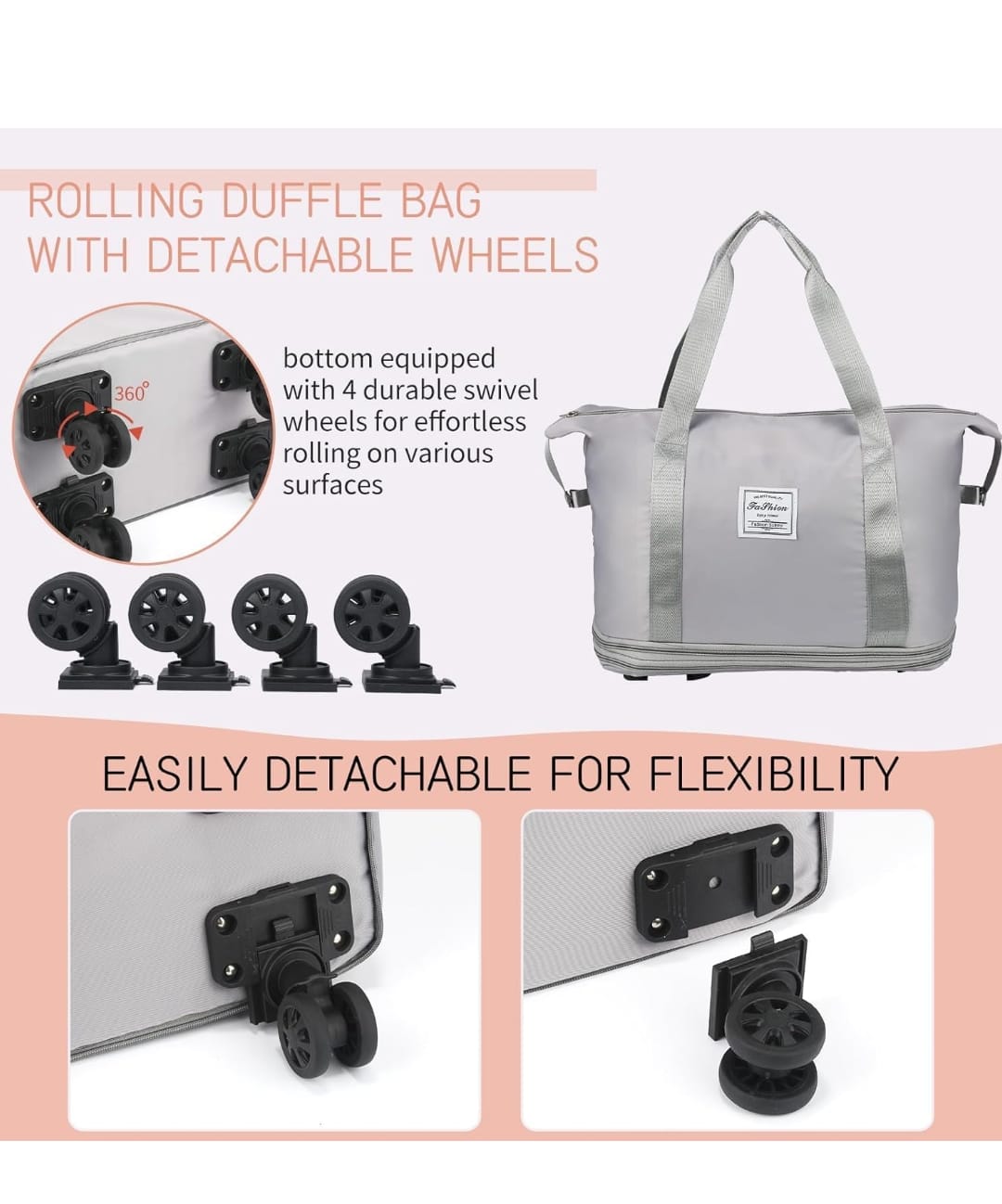 Foldable Bag Small Weekend Bag With Wheels Rolling Duffle Bag With Wheels  Expandable Foldable Duffle Bag With
