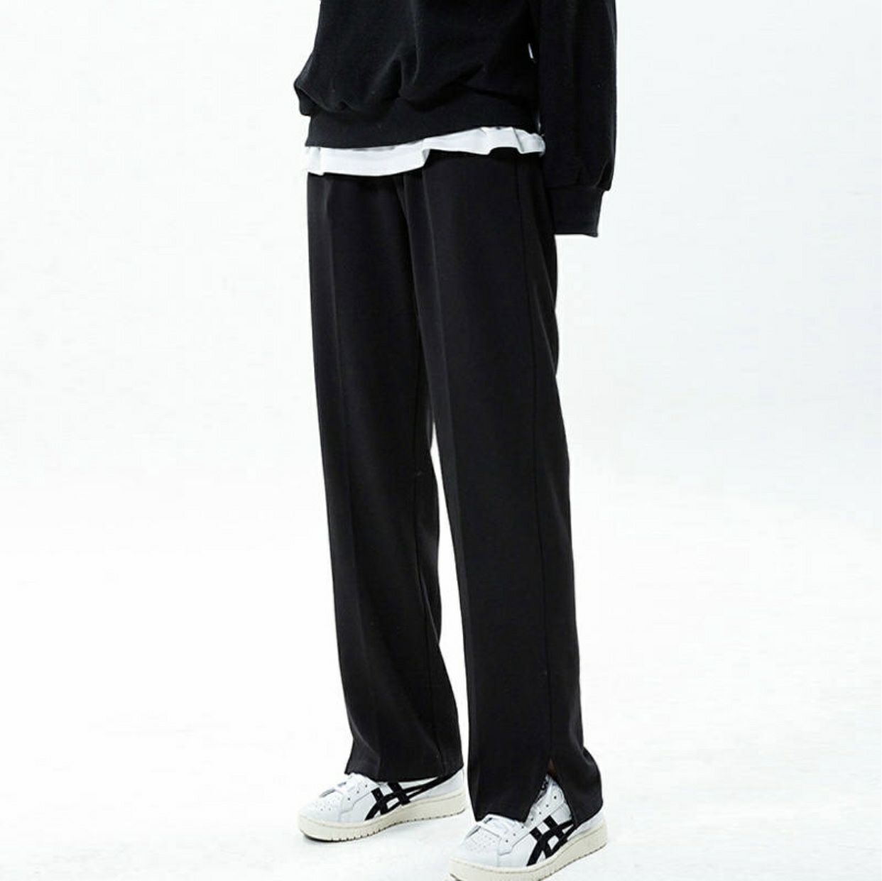 Cotton Formal Pant Down Side Zipper For Men - Black Colored, Multisize, Fashion